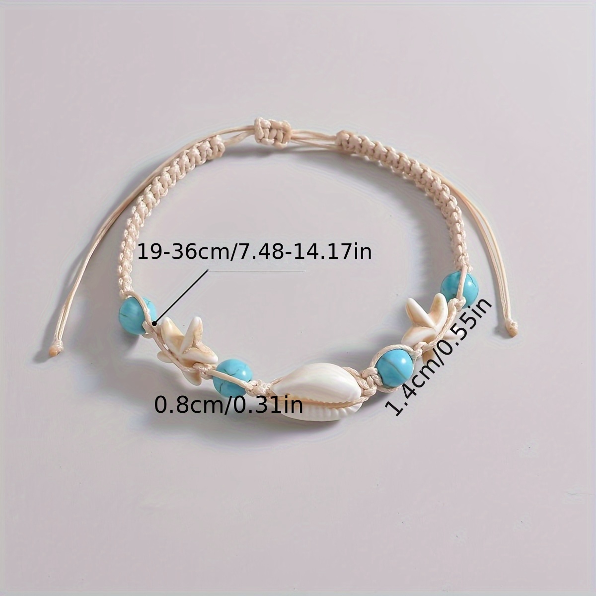 Boho Ocean Foot Bracelet Shell Turquoise Starfish Waterproof Corded Beach